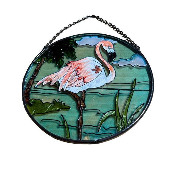 Flamingo Stained Glass/ Sun Catcher. Wall/Window Decor. Beautiful Colors! Beach - Picture 1 of 6